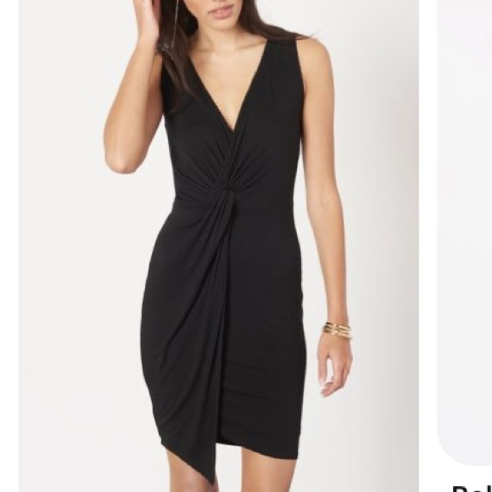 Dynamite Black Front Twist Bodycon Dress | S